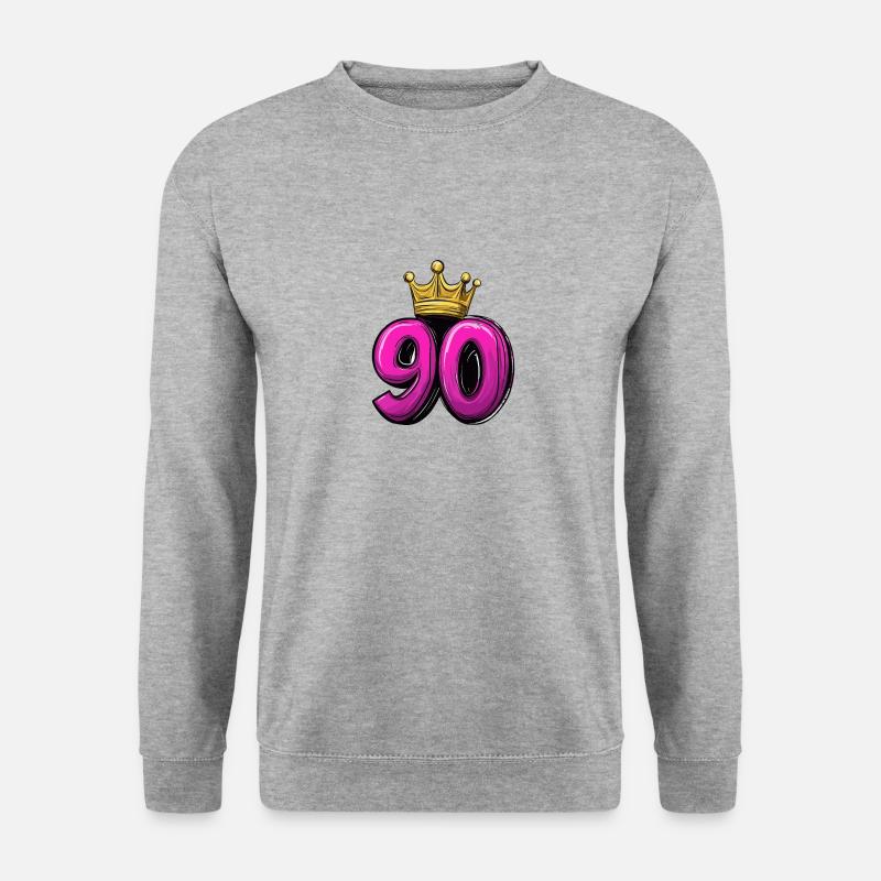 90 Zahl Krone - Unisex Pullover - Weißgrau meliert