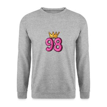 98 Number Krone - Unisex Sweatshirt - salt & pepper - Front - Alina (178cm) & Michal (187cm)