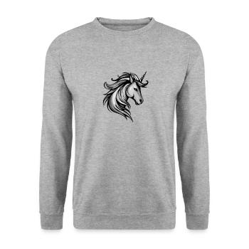 Unicorn Head - Unisex Sweatshirt - salt & pepper - Front - Alina (178cm) & Michal (187cm)