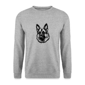 German Shepherd Dog Head - Unisex Sweatshirt - salt & pepper - Front - Alina (178cm) & Michal (187cm)