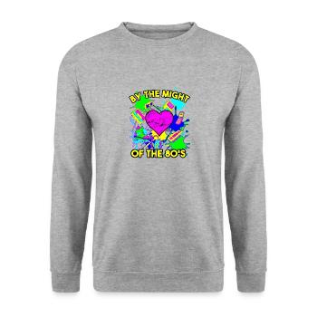 By the might of the 80's - Unisex Pullover - Weißgrau meliert - Vorne - Alina (178cm) & Michal (187cm)