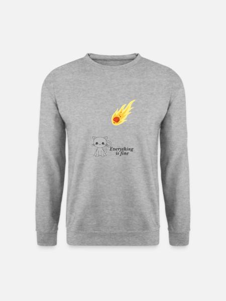 Kitty Katze Meteorit Katzenliebhaber witzig süß - Unisex Pullover - Weißgrau meliert