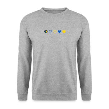Ukrainian Heartbeat - Unisex Pullover - Weißgrau meliert - Vorne - Alina (178cm) & Michal (187cm)