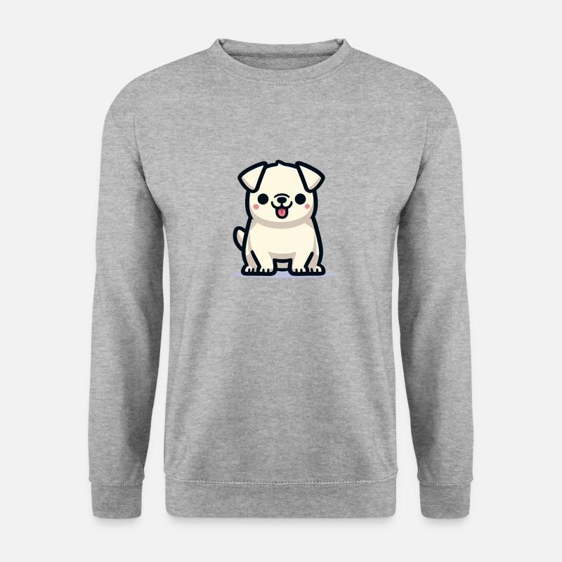 Sød mops hund - Unisex sweater - hvidgrå meleret