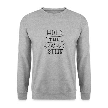 hold the ears stiff - Unisex Pullover - Weißgrau meliert - Vorne - Alina (178cm) & Michal (187cm)
