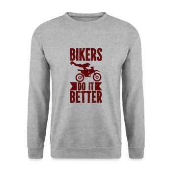 Motorcycle Motocross Bike Racing Motorsport - Unisex Sweatshirt - salt & pepper - Front - Alina (178cm) & Michal (187cm)