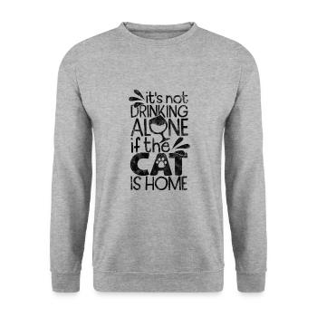 ce n’est pas boire seul si le chat est à la maison - Cat - Sweat-shirt Unisexe - gris chiné - Devant - Alina (178cm) & Michal (187cm)