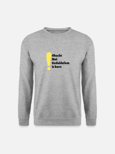 Obacht - bayerischer Spruch - Unisex Pullover - Weißgrau meliert