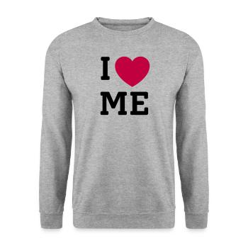 I love me - Unisex Pullover - Weißgrau meliert - Vorne - Alina (178cm) & Michal (187cm)