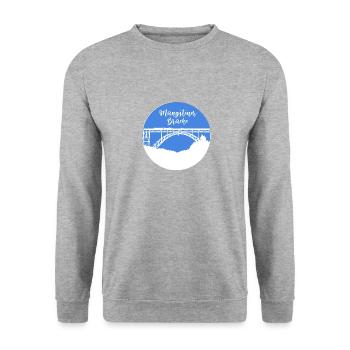 Müngstener Brücke,solingen,Brücke,blau - Unisex Pullover - Weißgrau meliert - Vorne - Alina (178cm) & Michal (187cm)