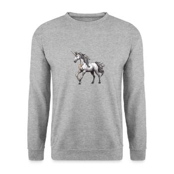 Bête licorne - Sweat-shirt Unisexe - gris chiné - Devant - Alina (178cm) & Michal (187cm)