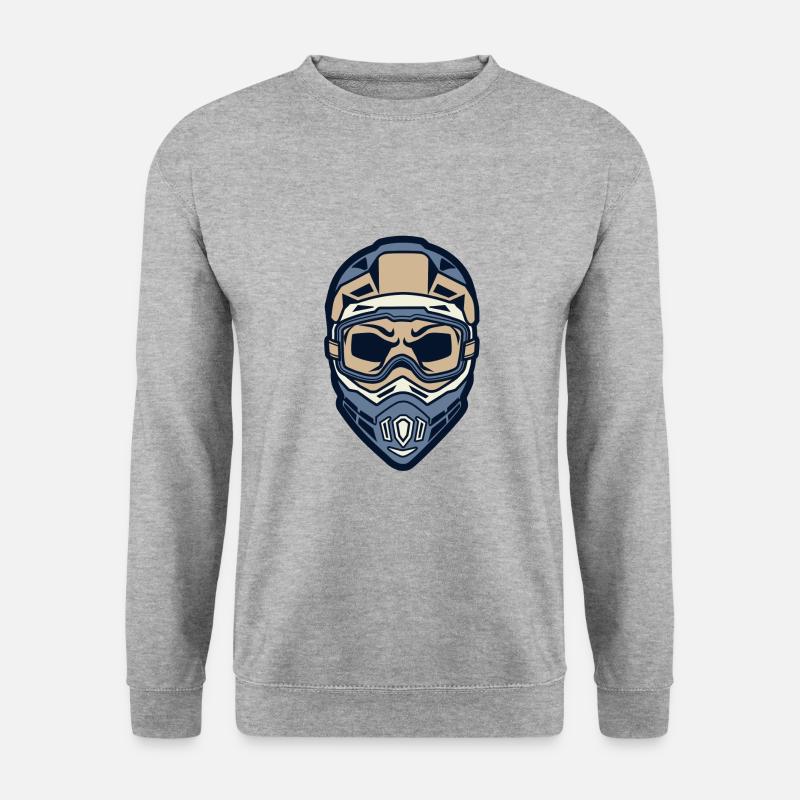 Motocrosshelm mit Kopf - Unisex Pullover - Weißgrau meliert