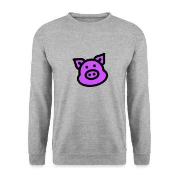 Pig Animal Pink - Unisex Sweatshirt - salt & pepper - Front - Alina (178cm) & Michal (187cm)