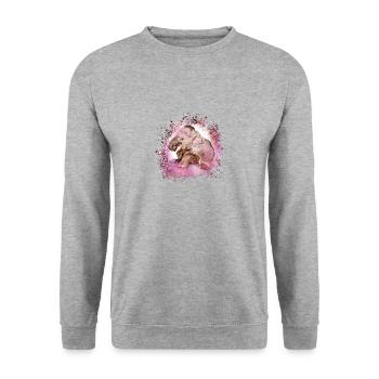babyelefant,elefant,graffiti,rosa,malerei - Unisex Pullover - Weißgrau meliert - Vorne - Alina (178cm) & Michal (187cm)