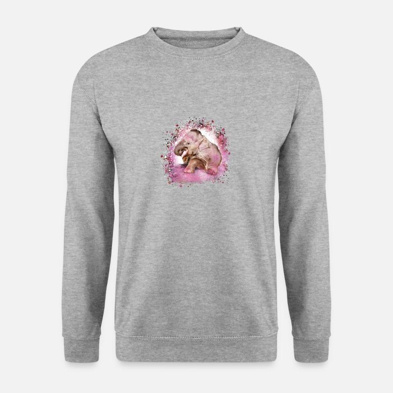 babyelefant,elefant,graffiti,rosa,malerei - Unisex Pullover - Weißgrau meliert