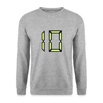 10. GEBURTSTAG. ALLES GUTE ZUM GEBURTSTAG! - Unisex Pullover - Weißgrau meliert - Vorne - Alina (178cm) & Michal (187cm)