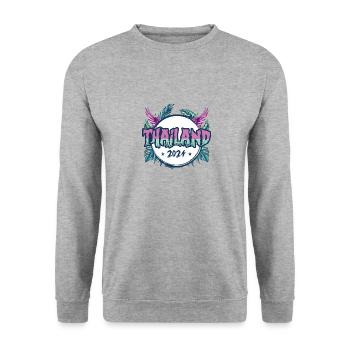 Thailand 2024 Urlaub - Unisex Pullover - Weißgrau meliert - Vorne - Alina (178cm) & Michal (187cm)
