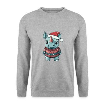 Bande dessinée de Noël Rhino - Sweat-shirt Unisexe - gris chiné - Devant - Alina (178cm) & Michal (187cm)