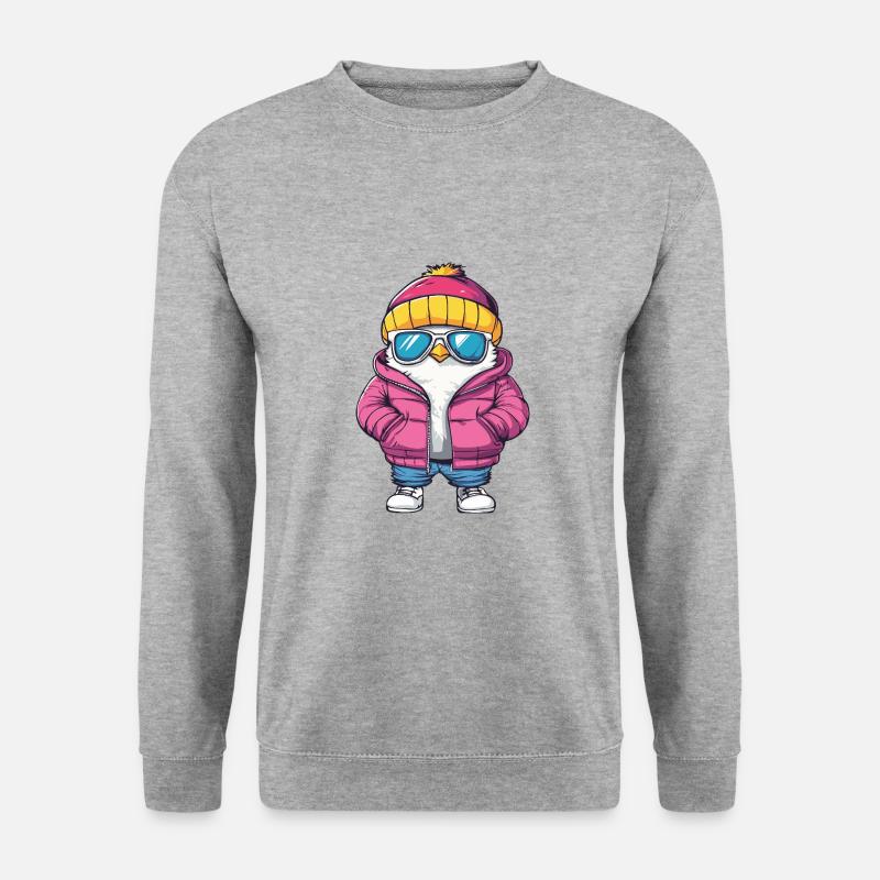 Taube Vogel Cool Comic - Unisex Pullover - Weißgrau meliert