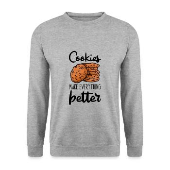 Cookies Make Everything Better 3 - Unisex Sweatshirt - salt & pepper - Front - Alina (178cm) & Michal (187cm)