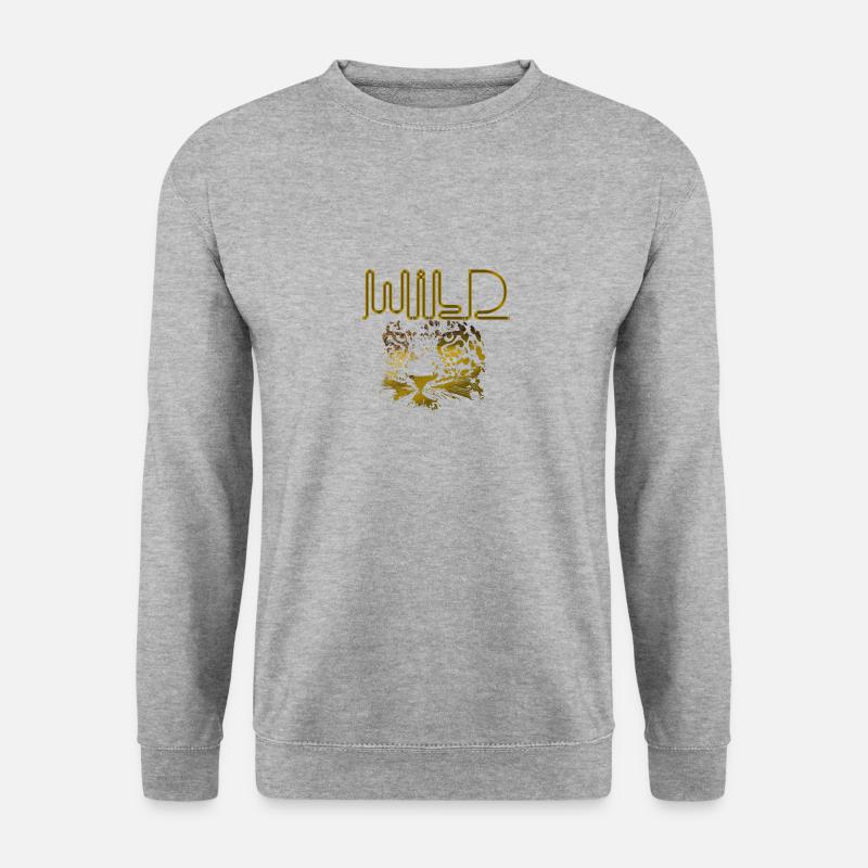 wild,gold,panther,leopard,wildkatze,wildcat - Unisex Pullover - Weißgrau meliert