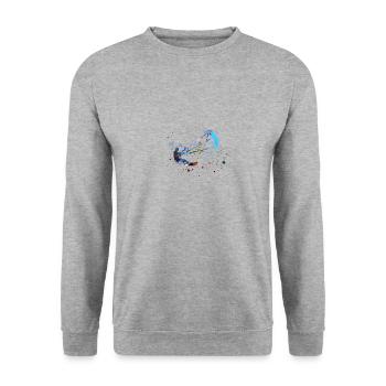 kitesurf, surf, surfeur, vague, bleu, graffiti, bla - Sweat-shirt Unisexe - gris chiné - Devant - Alina (178cm) & Michal (187cm)