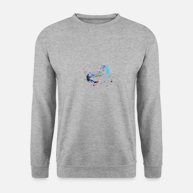 kitesurfing,surfing,surfer,welle,blau,graffiti,bla - Unisex Pullover - Weißgrau meliert