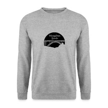 Müngstener Brücke,solingen,kreis,brücke - Unisex Pullover - Weißgrau meliert - Vorne - Alina (178cm) & Michal (187cm)