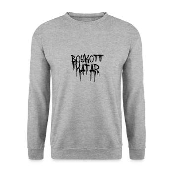 Boycott Qatar,Qatar,Flag, World Cup,Graffiti - Unisex Sweatshirt - salt & pepper - Front - Alina (178cm) & Michal (187cm)