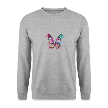 schmetterling ,bunt,graffiti,malerei - Unisex Pullover - Weißgrau meliert - Vorne - Alina (178cm) & Michal (187cm)