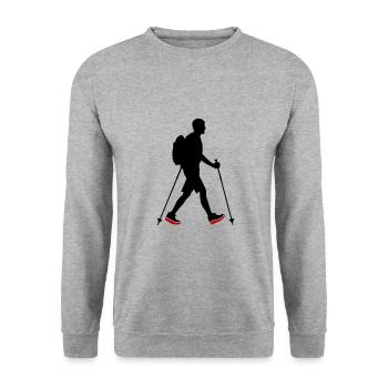 Icône de l’homme de marche nordique - Sweat-shirt Unisexe - gris chiné - Devant - Alina (178cm) & Michal (187cm)