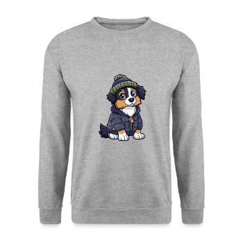 Australian Shepherd Dog Winter - Unisex Sweatshirt - salt & pepper - Front - Alina (178cm) & Michal (187cm)