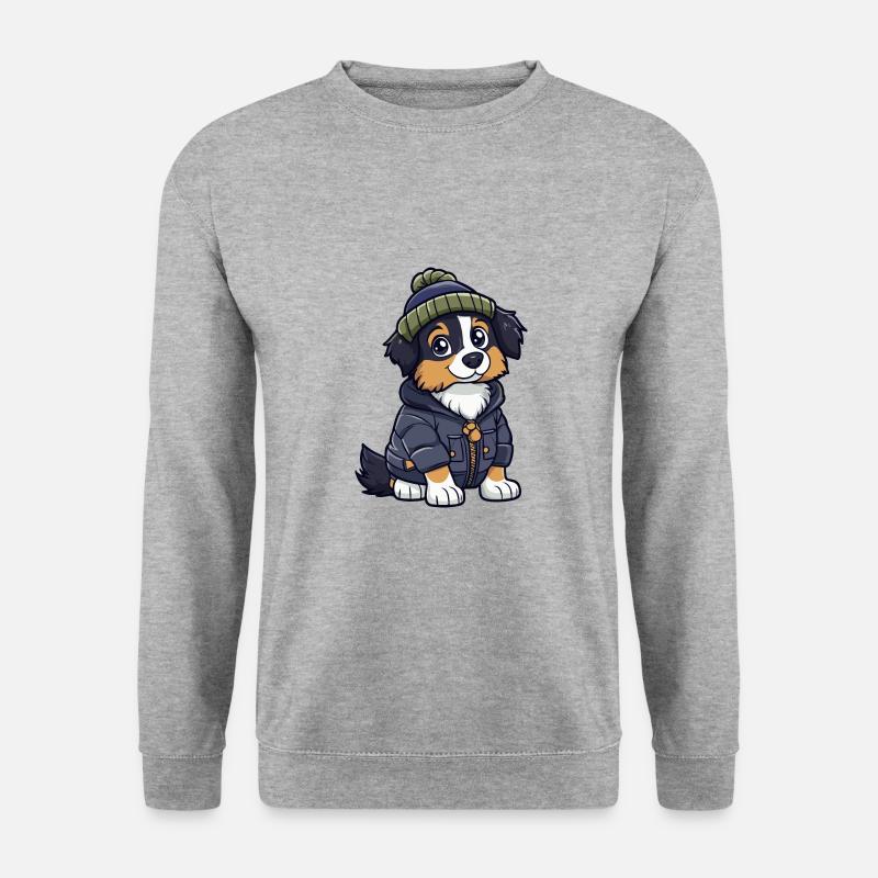 Australian Shepherd Hund Winter - Unisex Pullover - Weißgrau meliert