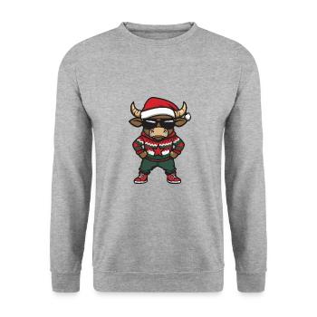 Taureau Noël Noël Taureau - Sweat-shirt Unisexe - gris chiné - Devant - Alina (178cm) & Michal (187cm)