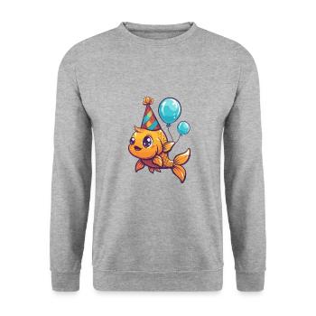 Poisson rouge anniversaire bébé - Sweat-shirt Unisexe - gris chiné - Devant - Alina (178cm) & Michal (187cm)
