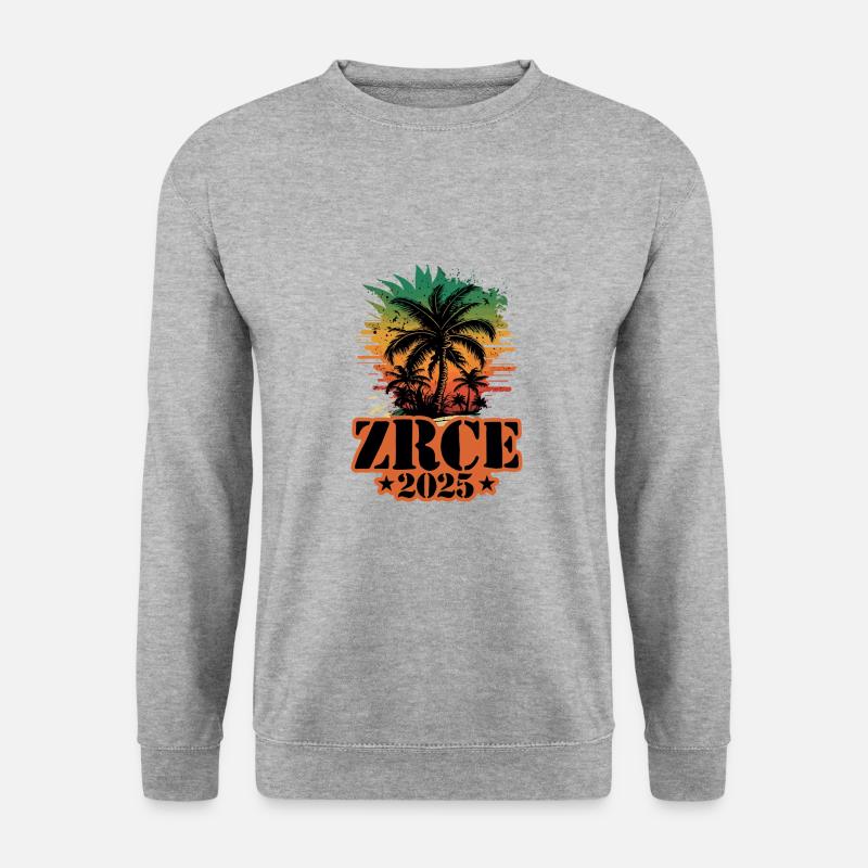 Zrce 2025 Palmen - Unisex Pullover - Weißgrau meliert