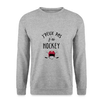 J'peux pas j'ai hockey - Sweat-shirt Unisexe - gris chiné - Devant - Alina (178cm) & Michal (187cm)