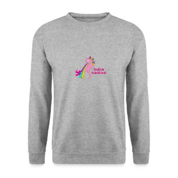 endlich schulkind,seepferdchen,regenbogen,kotzen - Unisex Pullover - Weißgrau meliert - Vorne - Alina (178cm) & Michal (187cm)