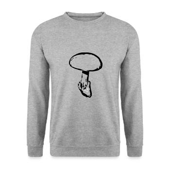 Mushroom black, mushroom picking - Unisex Sweatshirt - salt & pepper - Front - Alina (178cm) & Michal (187cm)