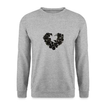 herz mit gold, gold, goldenes herz - Unisex Pullover - Weißgrau meliert - Vorne - Alina (178cm) & Michal (187cm)