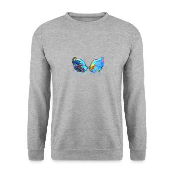 angelwings,flügel,aquarell,bunt,engelsflügel - Unisex Pullover - Weißgrau meliert - Vorne - Alina (178cm) & Michal (187cm)