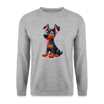 Dobermann 2 - Unisex Pullover - Weißgrau meliert - Vorne - Alina (178cm) & Michal (187cm)