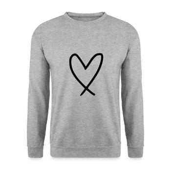 Émoji de coeur esquisse - Sweat-shirt Unisexe - gris chiné - Devant - Alina (178cm) & Michal (187cm)
