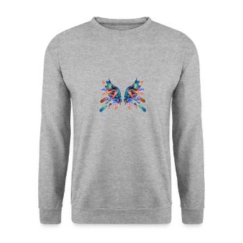 engelsflügel,flügel,angelwings,federn,feder - Unisex Pullover - Weißgrau meliert - Vorne - Alina (178cm) & Michal (187cm)