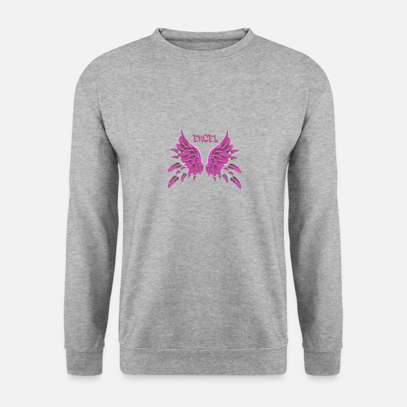 engel,pink,federn,angelwings,Flügel - Unisex Pullover - Weißgrau meliert