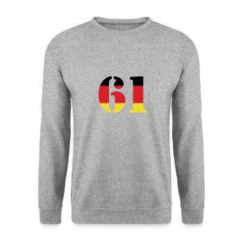 61 Numéro Jersey Allemagne - Sweat-shirt Unisexe - gris chiné - Devant - Alina (178cm) & Michal (187cm)