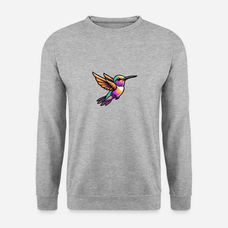 Kolibri Vogel Comic - Unisex Pullover - Weißgrau meliert
