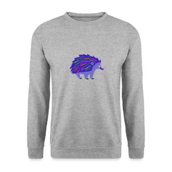 igel,regenbogen,bunt,blau - Unisex Pullover - Weißgrau meliert - Vorne - Alina (178cm) & Michal (187cm)