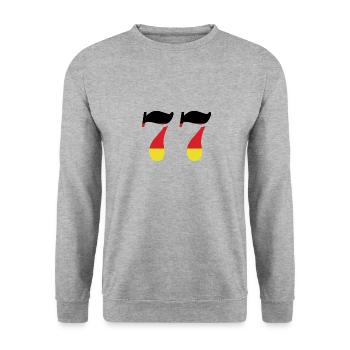 77 Numéro Jersey Allemagne - Sweat-shirt Unisexe - gris chiné - Devant - Alina (178cm) & Michal (187cm)