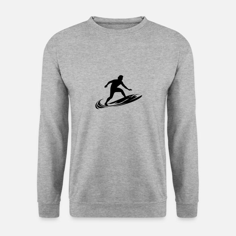 Surfer Mann Silhouette - Unisex Pullover - Weißgrau meliert
